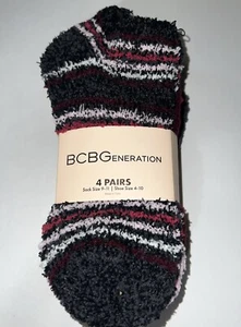 BCBG Socks Women’s 9-11 Pack Of 4 Winter Fuzzy Low Cut Socks Multicolor - Picture 1 of 8