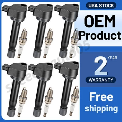 6 Ignition Coil Pack and Spark Plugs UF242 For 2000-2002 Honda Accord 3.0L V6 - Image 1 of 4