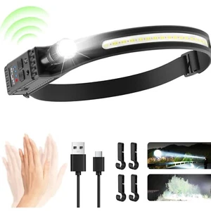 Linterna Frontal LED, Luz Recargable, Enfoque Ajutabable, 230°, para Camping - Imagen 1 de 12