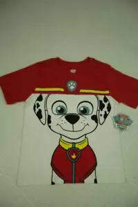 NEW Boys Paw Patrol T Shirt Size 7 Medium Marshall Fire Dog Fireman Graphic Tee - Picture 1 of 3