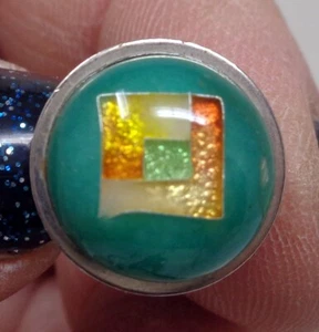 Vintage gewölbte grüne Gel runde Krawatte Pin - Bild 1 von 4