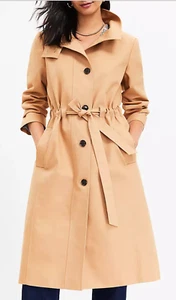 NEW ANN TAYLOR LOFT CAMEL ANORAK TIE WAIST COAT SIZE LARGE - Picture 1 of 6