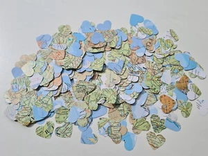 Heart Shaped Map Confetti X150 Travel Table Decor Party Wedding Bon Voyage Atlas - Picture 1 of 2