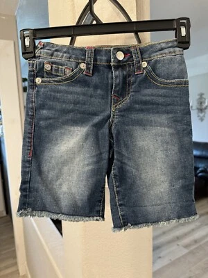 Pantalones Cortos True Religion Niñas Talla 6 Sobre la Rodilla Lavado Oscuro Desvanecido Foto 1 de 4