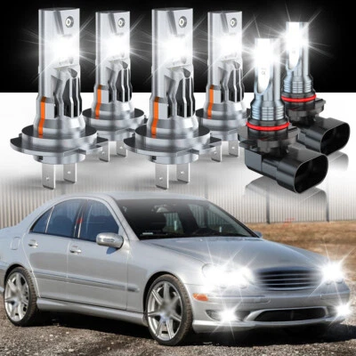 For Mercedes-Benz C240 C320 2001-2005 - 6x LED Headlights Hi/Lo + Fog Light Bulb - Image 1 of 4