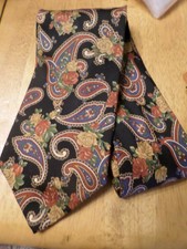 Leonardo Strelli 100% Silk Necktie Tie - Made in Italy - Black Paisley 