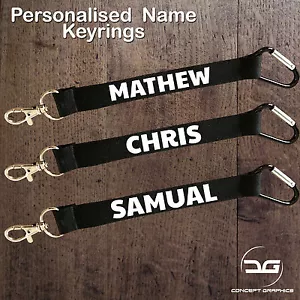 High Quality Mini Lanyard Custom Personalised Name Keyring Keychain ANY TEXT - Picture 1 of 2