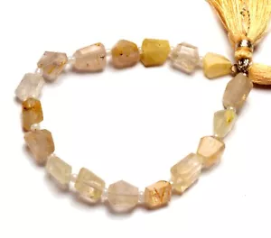 Natural Golden Rutile Quartz 7 to 8mm Size Faceted Nugget Shape Beads 6.5"Strand - Picture 1 of 8