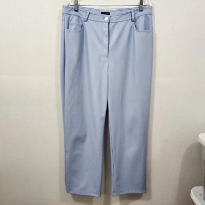 Pantalones halógenos de cuero sintético de 5 bolsillos en azul Kentucky pierna recta tobillo para mujer 12 Foto 1 de 4