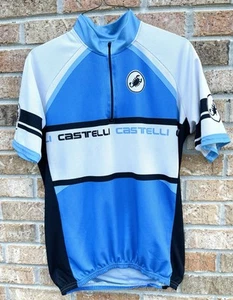 Castelli Cycling Jersey Mens Large Blue White Black 1/4 Zip 40" Chest - Picture 1 of 7