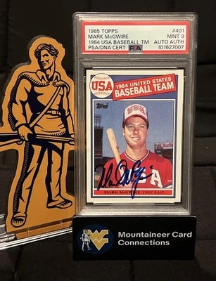 Tarjeta de novato firmada por Mark MCGWIRE 1985 Topps #401 - PSA 9 auténtica automática - "007" Foto 1 de 4