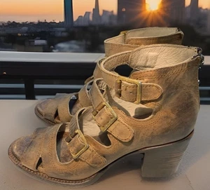 FREEBIRD By Steven Dreams Sandals Sz 6 Distressed Leather RARE Retired Runs Big - Picture 1 of 17