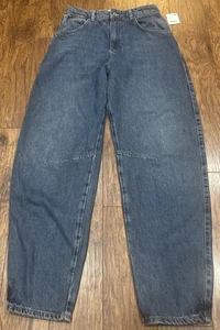 Free People Jeans Womens 27 We the Free Augusta High Rise Slim Barrel Blue Denim - Picture 1 of 19