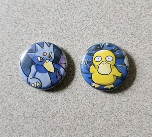 POKEMON 1" Buttons Upcycled Psyduck Golduck Lot Set Of 2 OOAK Pins Pinback - Picture 1 of 3