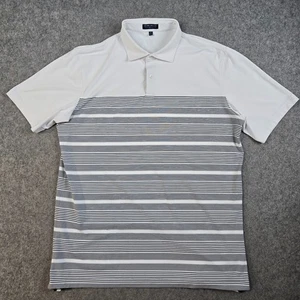 Peter Millar Crown Crafted Poloshirt Herren XL weiß gestreift Golf Performance - Bild 1 von 9
