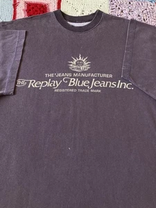 Vintage 90s Replay Blue Jeans Natural Life Washed Tee - Picture 1 of 16