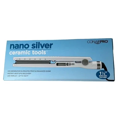 CONAIRPRO NANO SILVER ULTRA THIN 1 1/4 CERAMIC TOOLS FLAT IRON HAIR STRAIGHTENER - Image 1 of 3