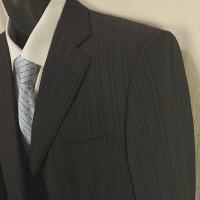 Ermengildo Zegna Sport Coat Wool Silk Charcoal Gray Striped Size 52R EU = 42R US Foto 1 de 4