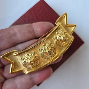 Vintage Anne Klein Lions Gold Brushed Pin Brooch - Picture 1 of 3