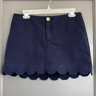 Falda corta LILLY PULITZER Colette azul marino borde festoneado texturizada talla 6 activa Foto 1 de 4