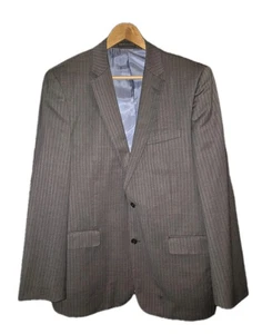 Studio Italia Men’s Blazer Jacket Super 100’s Wool Pinstripe Grey Uk44L - Picture 1 of 5