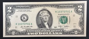 Fancy Serial Radar Gem Unc 2009 $2  - Picture 1 of 2
