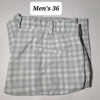 Nike Golf Tour Performance Dri Fit  Gray/Whtie Check  Men's Shorts Size 36 VGUC - Image 1 of 4