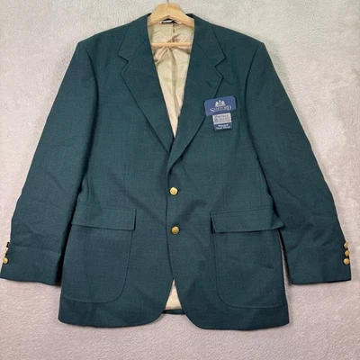 VINTAGE Stafford Blazer WR Green Worsted Wool Blend Sport Coat Jacket Mens 42R - Image 1 of 4