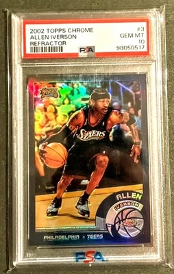  🌟🏀ALLEN IVERSON 2002 TOPPS CHROME REFRACTOR🏀🌟 💲GREAT CARD💲✨️PSA 10✨️ - Image 1 of 2