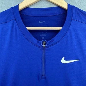 Nike Dri-FIT Slim Fit Quarter Zip Pullover Shirt Blue Mens S Training Cycling - Picture 1 of 9