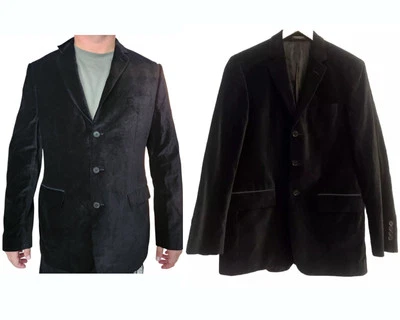 Blazer John Varvatos Para Hombre 46 Largo Negro Algodón Terciopelo Chaqueta Holister 3 Botones Foto 1 de 4