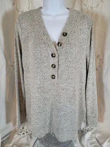 Market and Spruce Neu mit Etikett Joey Henley Damen M kuscheliges angerautes Stricktop taupe - Bild 1 von 12
