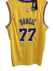 Luka Doncic #77 Los Angeles Stitched Yellow & Purple Jersey Adult Size Medium - Picture 1 of 5