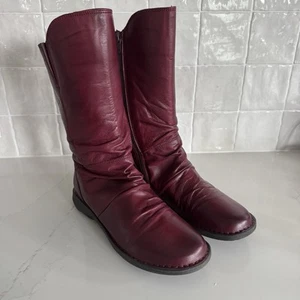 Miz Mooz Pass Ruched Mid Boot Women's 39 Bordeaux Red NYC - Picture 1 of 9