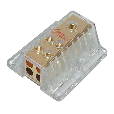AUDIOPIPE PB-1448 4 AWG IN / 8 AWG OUT POWER DISTRIBUTION BLOCK 24 KT. GOLD - Image 1 of 2
