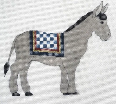 Hand Painted Needlepoint Canvas Donkey Christmas Nativity Scene-Pat Thode HS4040 - Image 1 of 2
