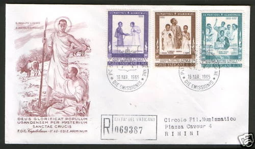 VATICAN-ITALY-TRAVELED FDC-1965. - Image 1 of 1