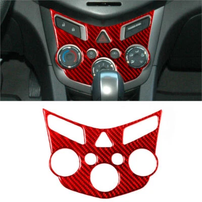Cubierta de control de clima interior de fibra de carbono roja para Chevrolet Sonic 2012-16 Foto 1 de 4