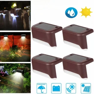 4Pcs Solar LED Bright Lights Garden Pathway Stairs Fence Outdoor Walkway Lamp - Picture 1 of 13