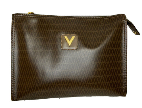 Autentica Borsa a Pochette Mario Valentino Marrone in PVC dal Giappone A0025
