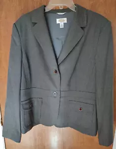 Talbots sz 18 gray stretch wool 2-button blazer buttoned pockets Italian fabric - Picture 1 of 7