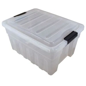 Aufbewahrungsbox 32L 46x35x25cm aus Kunststoff Transparent mit Deckel Stapelbox - Bild 1 von 1