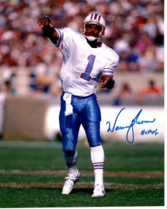 Foto firmada de WARREN MOON 8x10 NFL HOUSTON ENOILERS con holograma certificado de autenticidad - Imagen 1 de 2