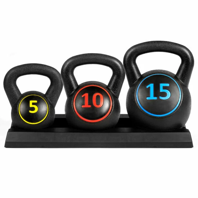 Best Choice Products Kettlebell Exercise Fitness Weights Set with Base Rack - 3 Piece
