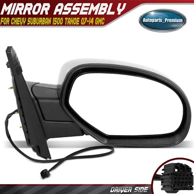 Espejo retrovisor térmico eléctrico cromado para conductor para Chevy Suburban 1500 Tahoe 07-14 GMC Yukon Foto 1 de 4