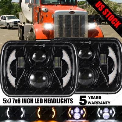 Faro LED DRL de haz alto bajo DRL 2x7 7x6 pulgadas para camiones Peterbilt 357 378 379 Foto 1 de 4