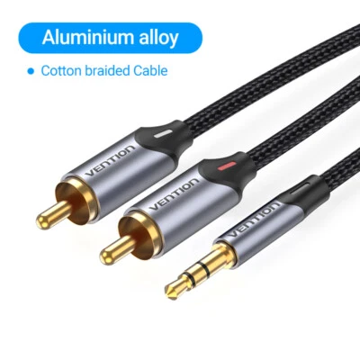 VENTION 3.5mm to 2 Male RCA Adapter Hi-Fi Audio Stereo Cable Nylon Braided AUX Y Cord