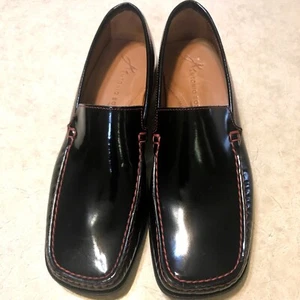 Antonio Bossi Black Patent Leather Loafers Italy Size 6.5 Slip On - Picture 1 of 13