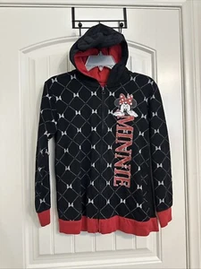 Disney Minnie Mouse Hoodie SIZE XL 14/16 Youth Ears Bow Red Glitter Full Zipper - Picture 1 of 1