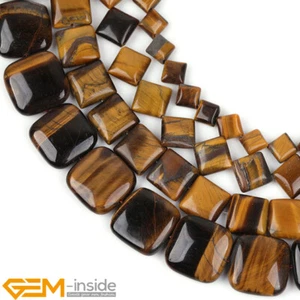 Natural Tiger Eye Gemstone Square Diagonal Spacer Loose Jewelry Making Beads 15" - Picture 1 of 41